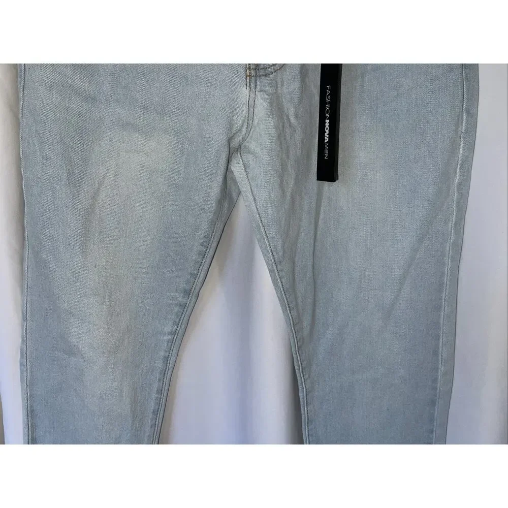 NEW Fashion Nova Mens ‘Cornell’ Light Wash Skinny Jean 29” Inseam Size 30